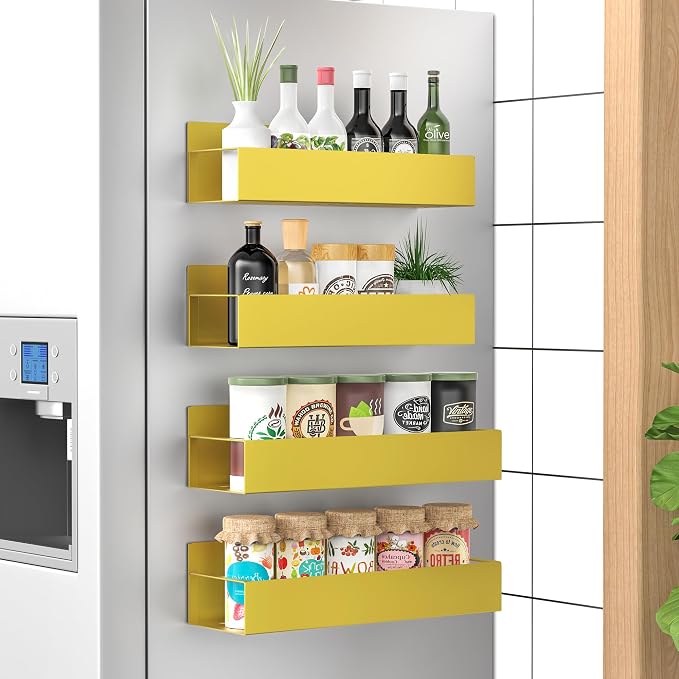 4-Pack Black Magnetic Refrigerator Spice Racks