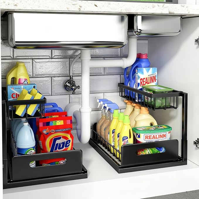 L-Shaped 2-Tier Pull-Out Under Sink Organizer