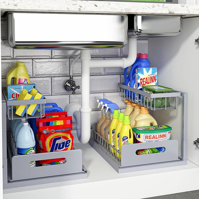 L-Shaped 2-Tier Pull-Out Under Sink Organizer