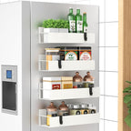 4-Pack Black Magnetic Refrigerator Spice Racks