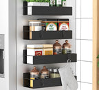 4-Pack Black Magnetic Refrigerator Spice Racks