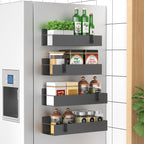 4-Pack Black Magnetic Refrigerator Spice Racks