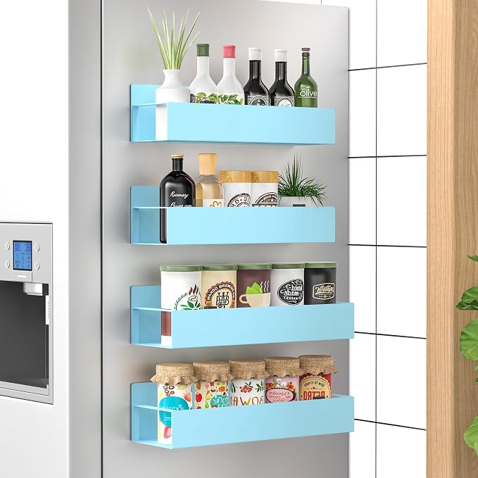 4-Pack Black Magnetic Refrigerator Spice Racks